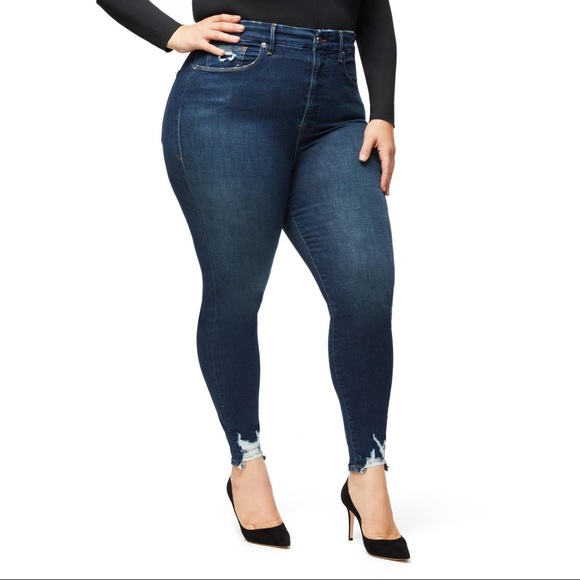 Good American Denim - NWT Good American Good Waist Distressed Frayed Hem Skinny Denim Jeans Plus Size
